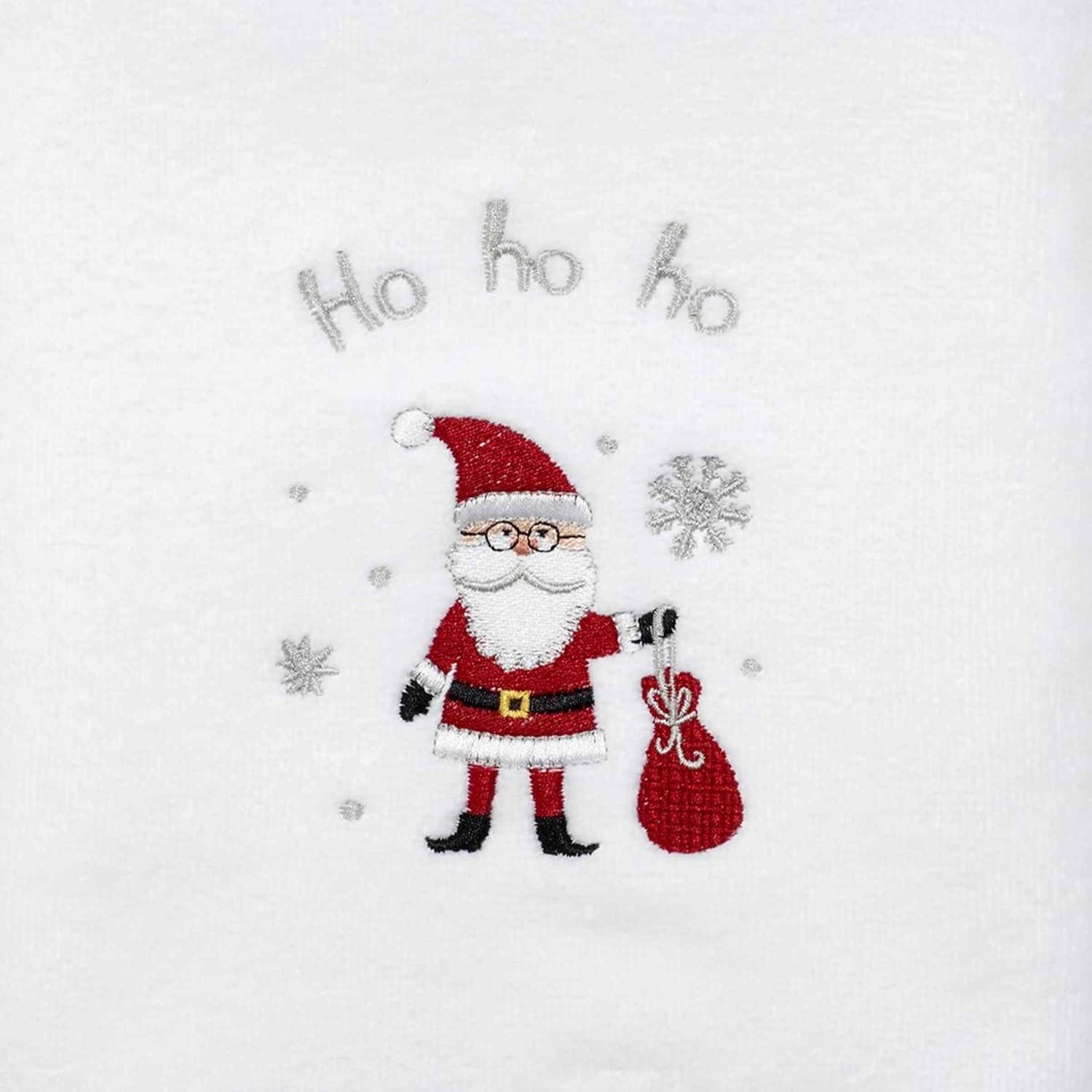 Ho Ho Ho White and Red Cotton Hand Towels Set