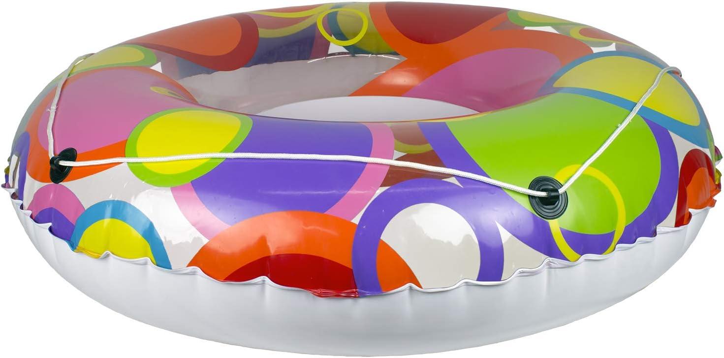 Oversized Multicolor Vinyl Pool Tube with Bright Circles