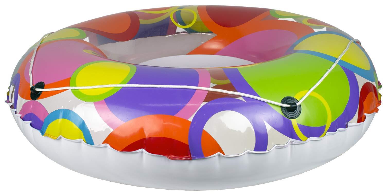 Oversized Multicolor Vinyl Pool Tube with Bright Circles
