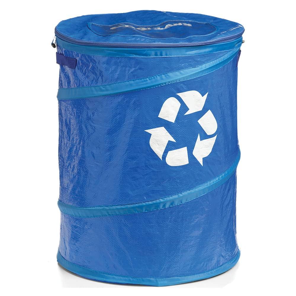 Blue Collapsible 29.5 Gallon Wheeled Outdoor Recycle Bin