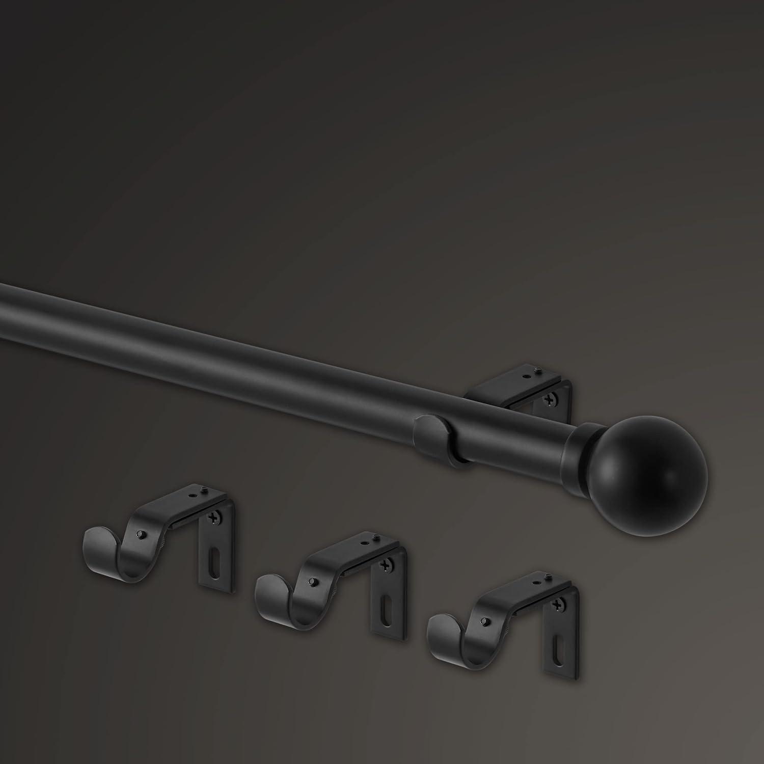 Mode Premium Collection 1 Diameter Curtain Rod Set with Modern Ball Finials and Steel Wall Mounted Adjustable Rod