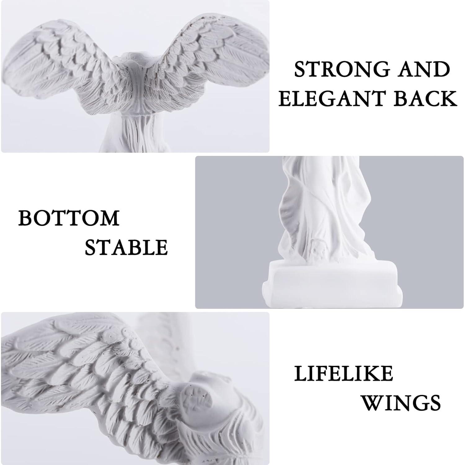 Winged Victory Goddess Statue Crafted in Resin for Home Decor White 10.2 Inches