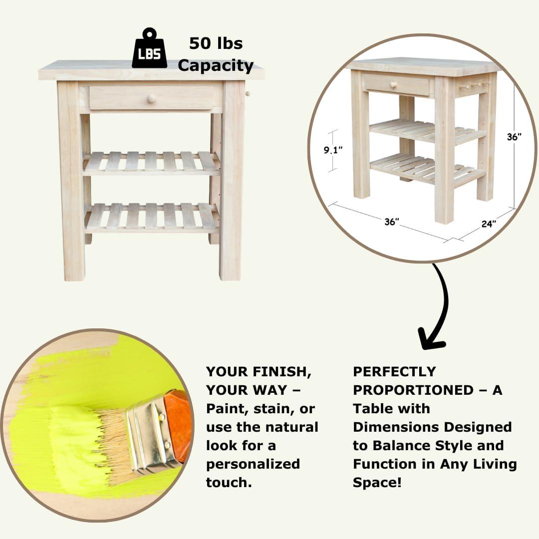 International Concepts Unfinished Butcher Block Kitchen Island