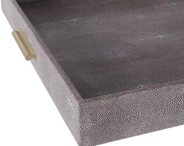 Slate Shagreen Medium Tray with Gold Handles