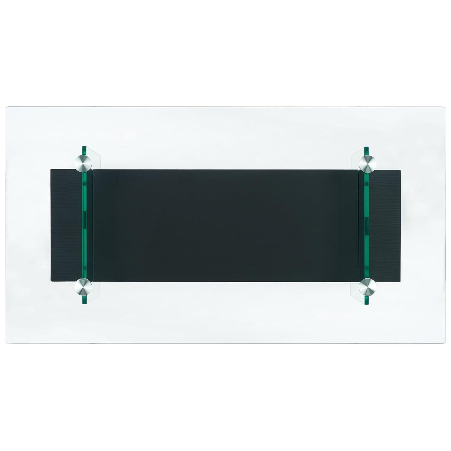 Kayley Coffee Table - Glass/Black Oak Wood Shelf - Safavieh