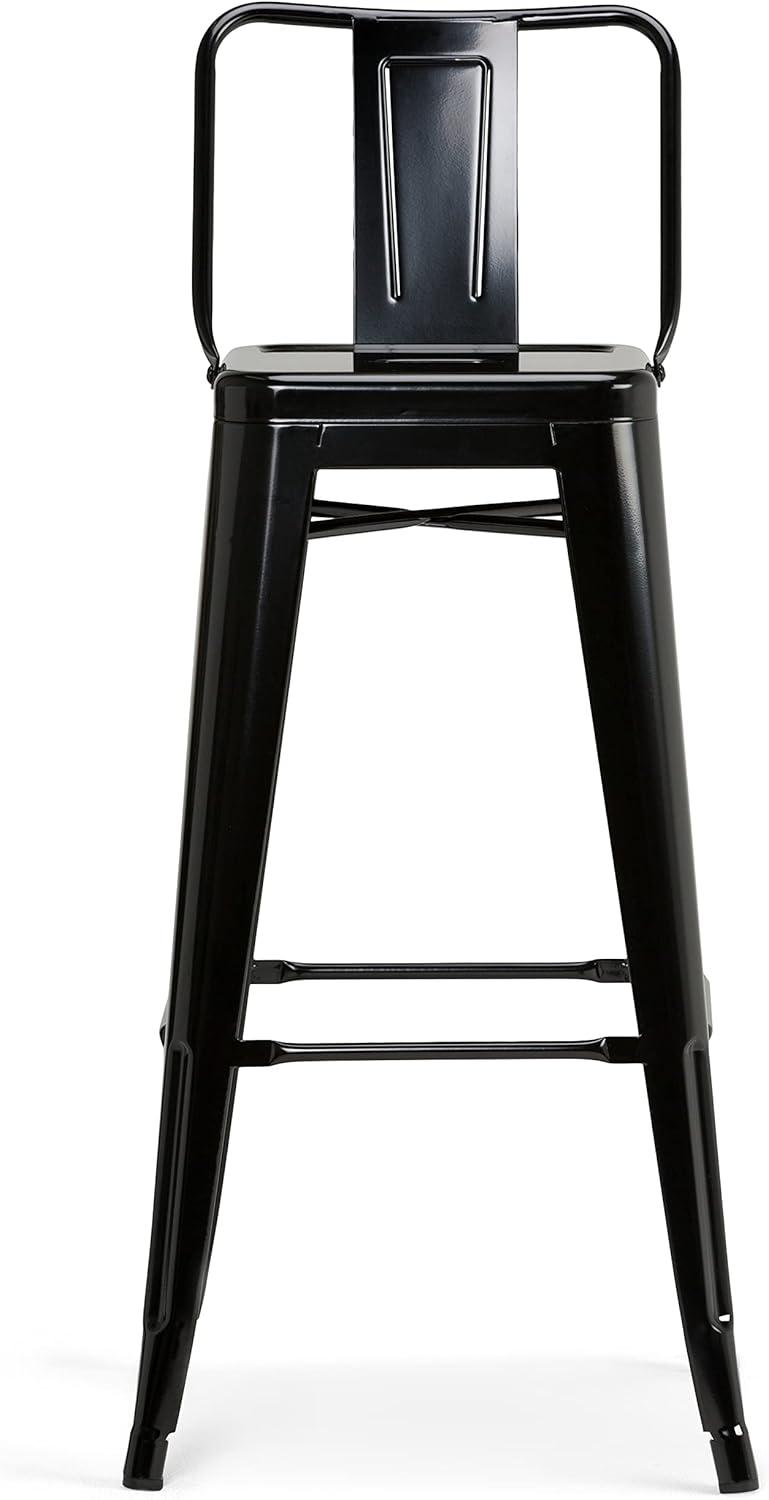 Rayne Industrial Black Metal Bar Stool with Curved Back - Set of 2