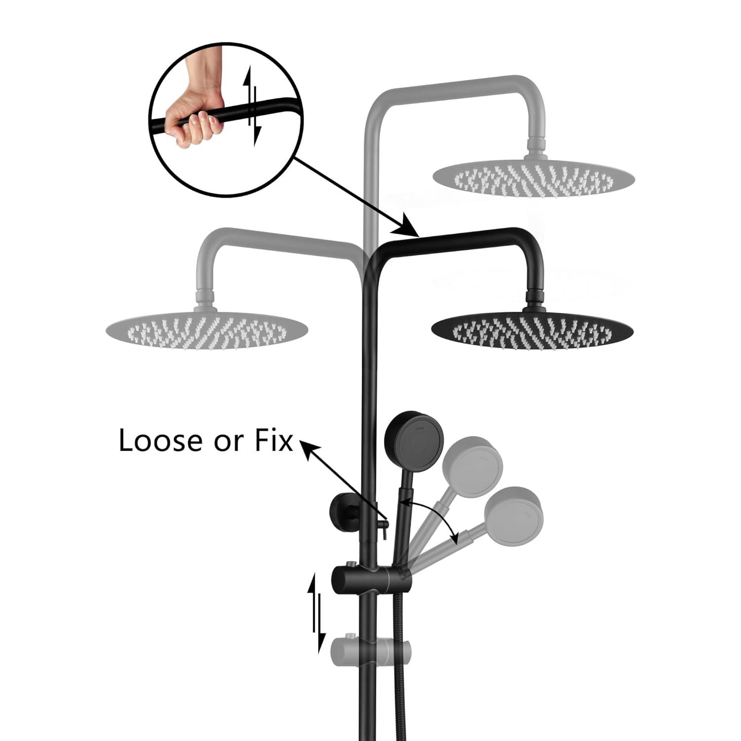 Outdoor Shower Fixture SUS304 Shower Faucet Combo Set Stainless Steel 8 Rainfall Shower Head