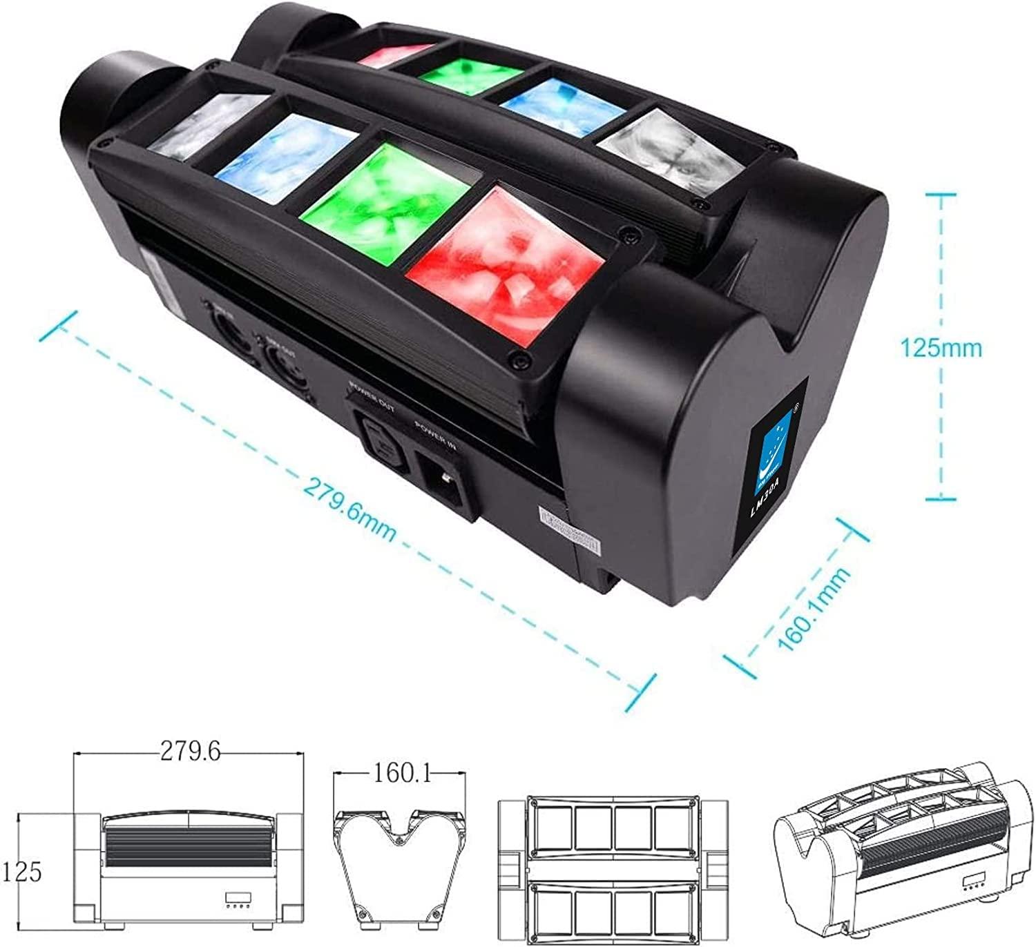 Big Dipper DJ Lights RGBW 4-in-1 Stage Lights LED Spider Moving Head Light Sound Activated DMX Party Lights for Bar, Band, Wedding, Concert, Disco Stage Lighting, Christmas, 1 Pack