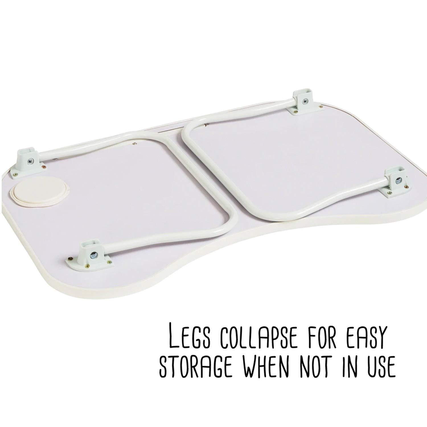 Honey-Can-Do Escritorio Plegable con Portavasos, Blanco/nogal Sintético