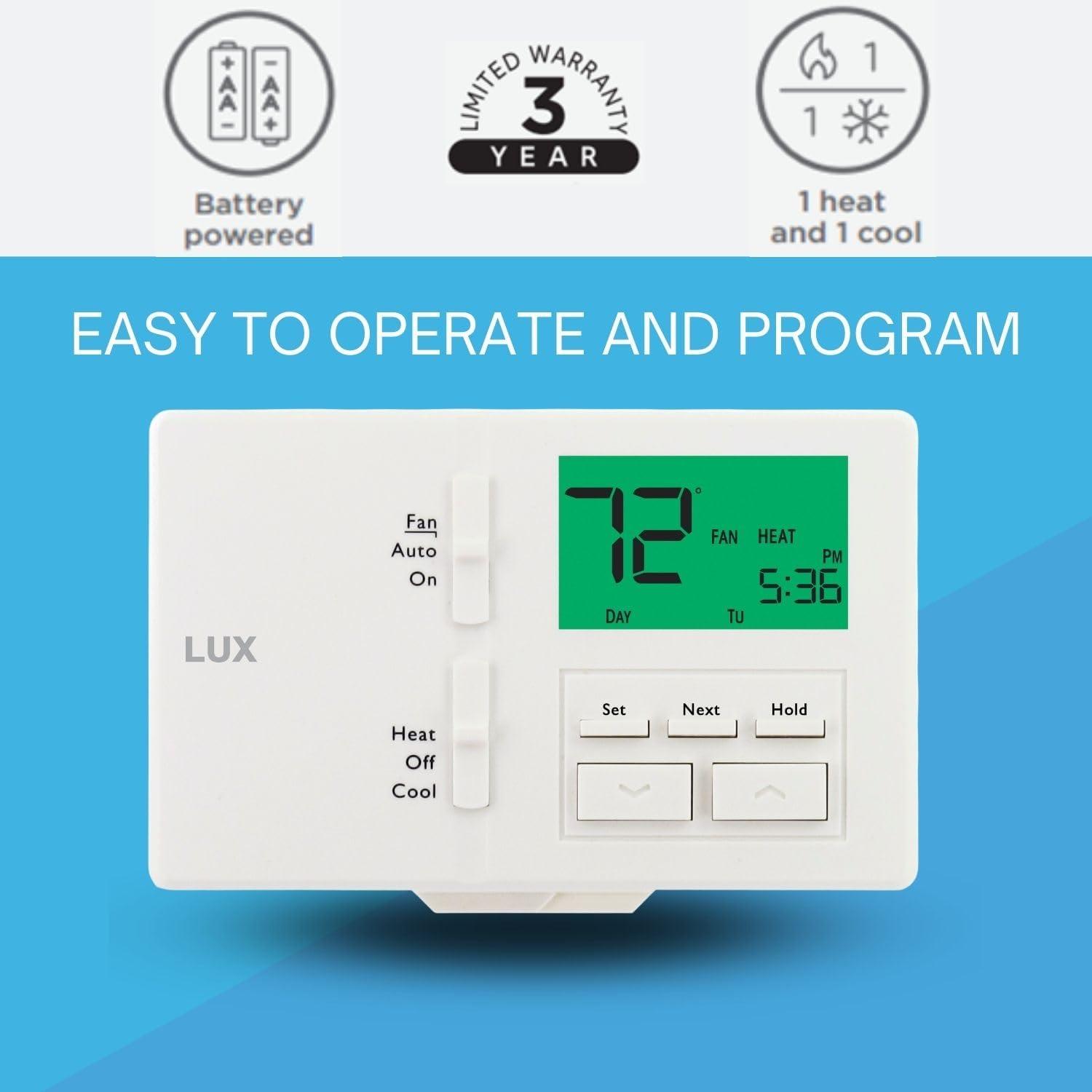 Lux White Programmable 7-Day Touchscreen Thermostat