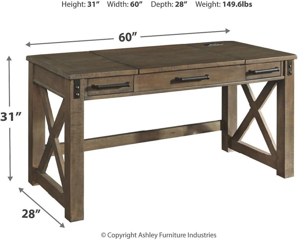 Aldwin Home Office Lift Top Writing and Computer Desk Black/Gray - Signature Design by Ashley: 60" Adjustable, with USB Charging Station