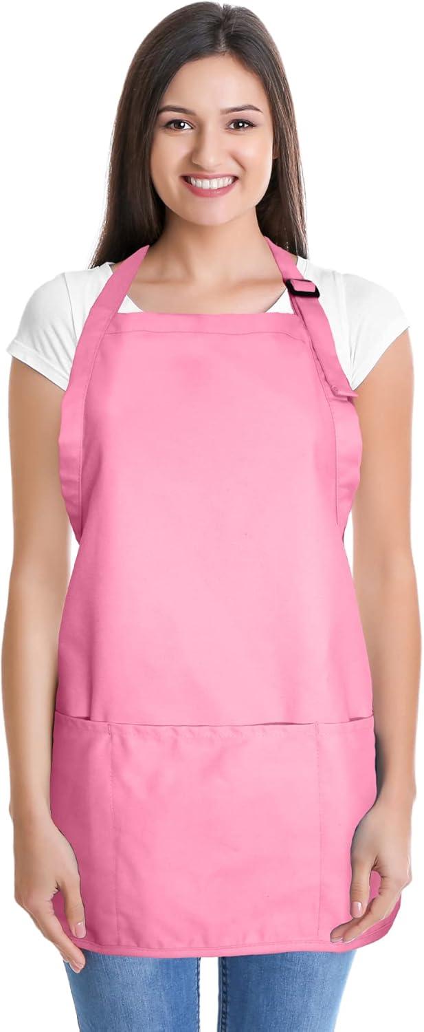 Dalix Waist Aprons Commercial Restaurant Home Bib Spun Poly Cotton Kitchen (3 Pockets) in Purple