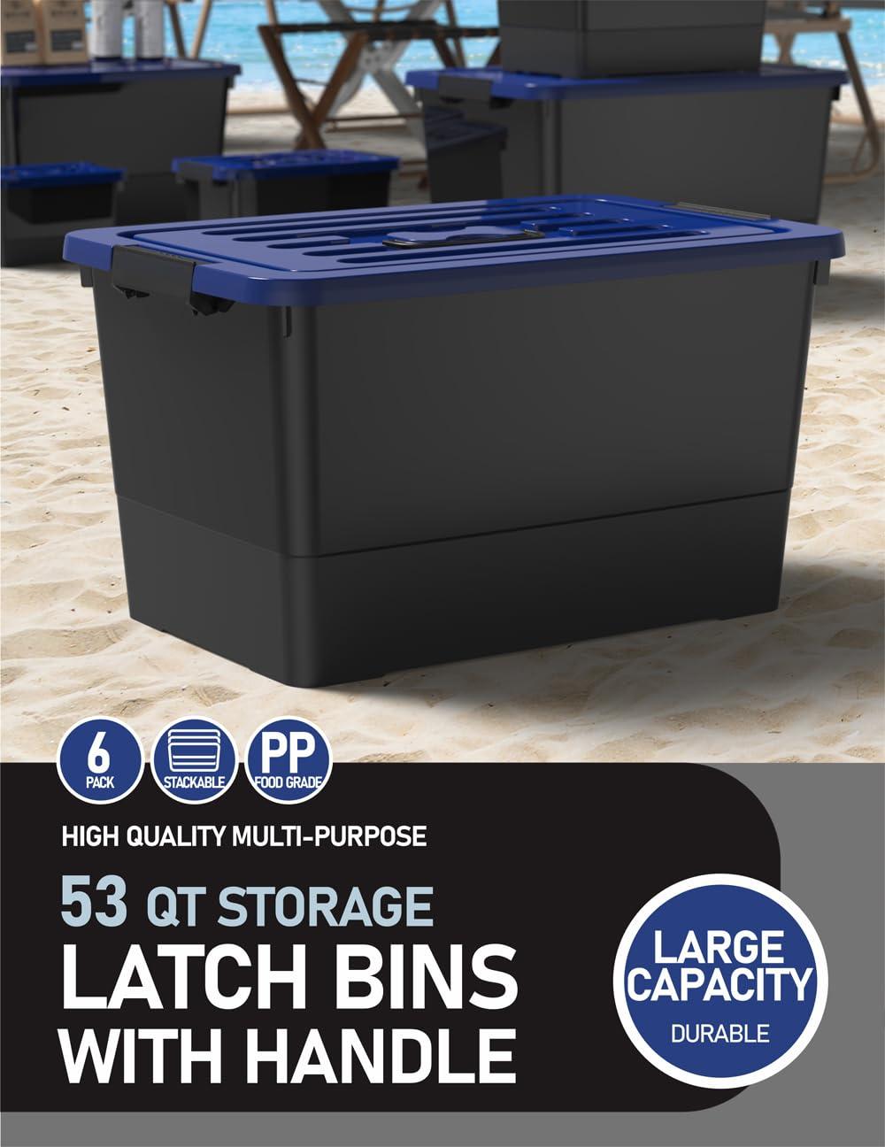 Clear Stackable Plastic Storage Boxes with Lids, 6-Pack, 5 Liters