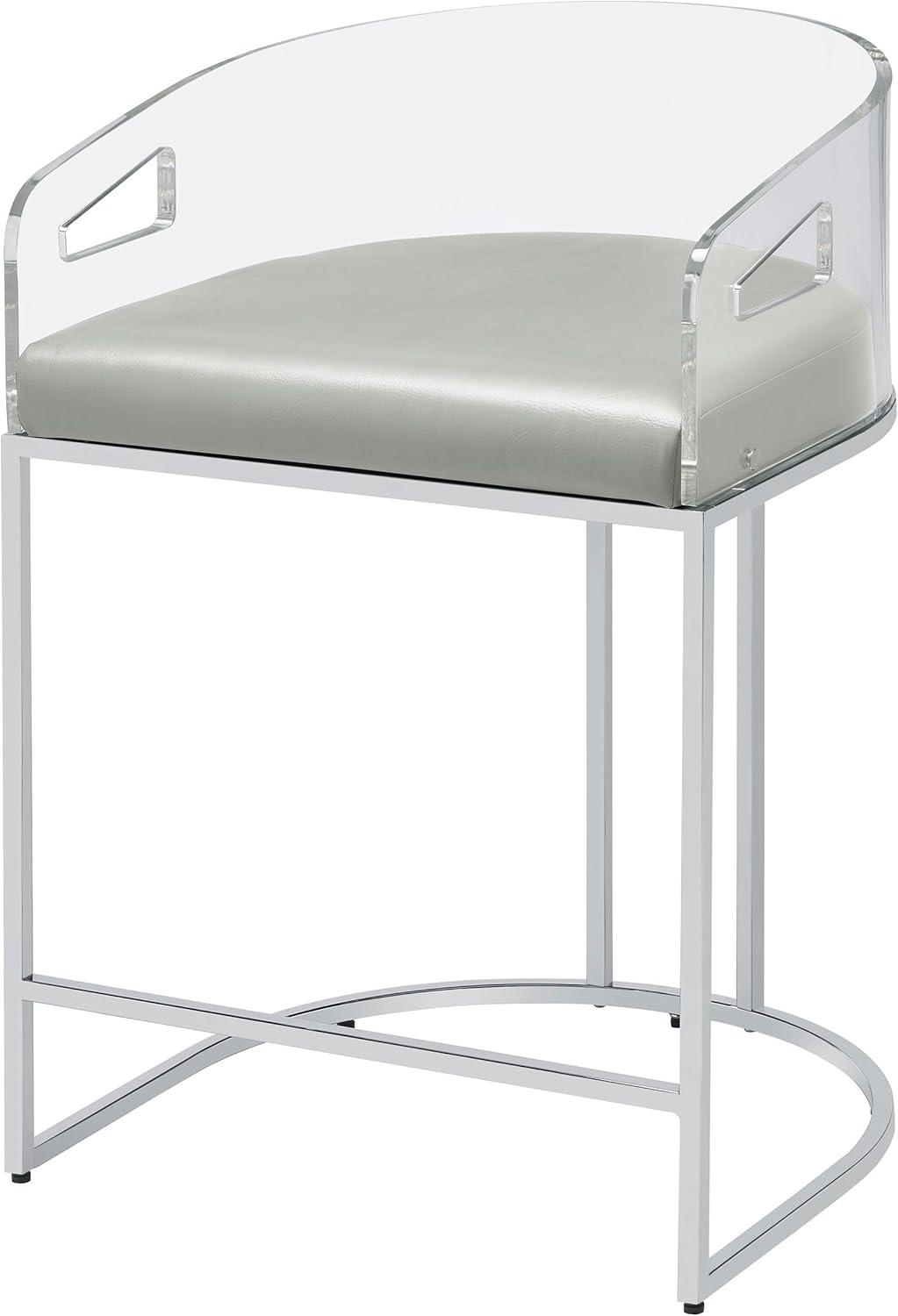Coaster Faux Leather Counter Height Stools with Acrylic Back in Gray