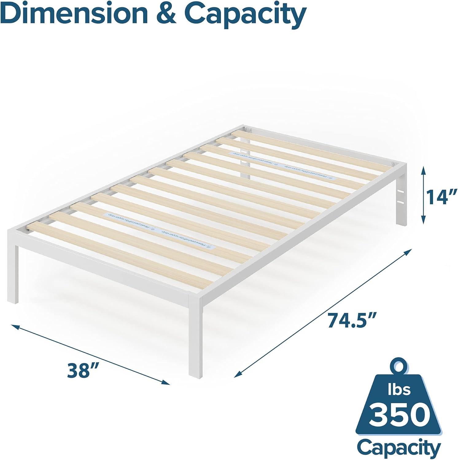 Mia 14" Metal Platform Bed Frame White - Zinus