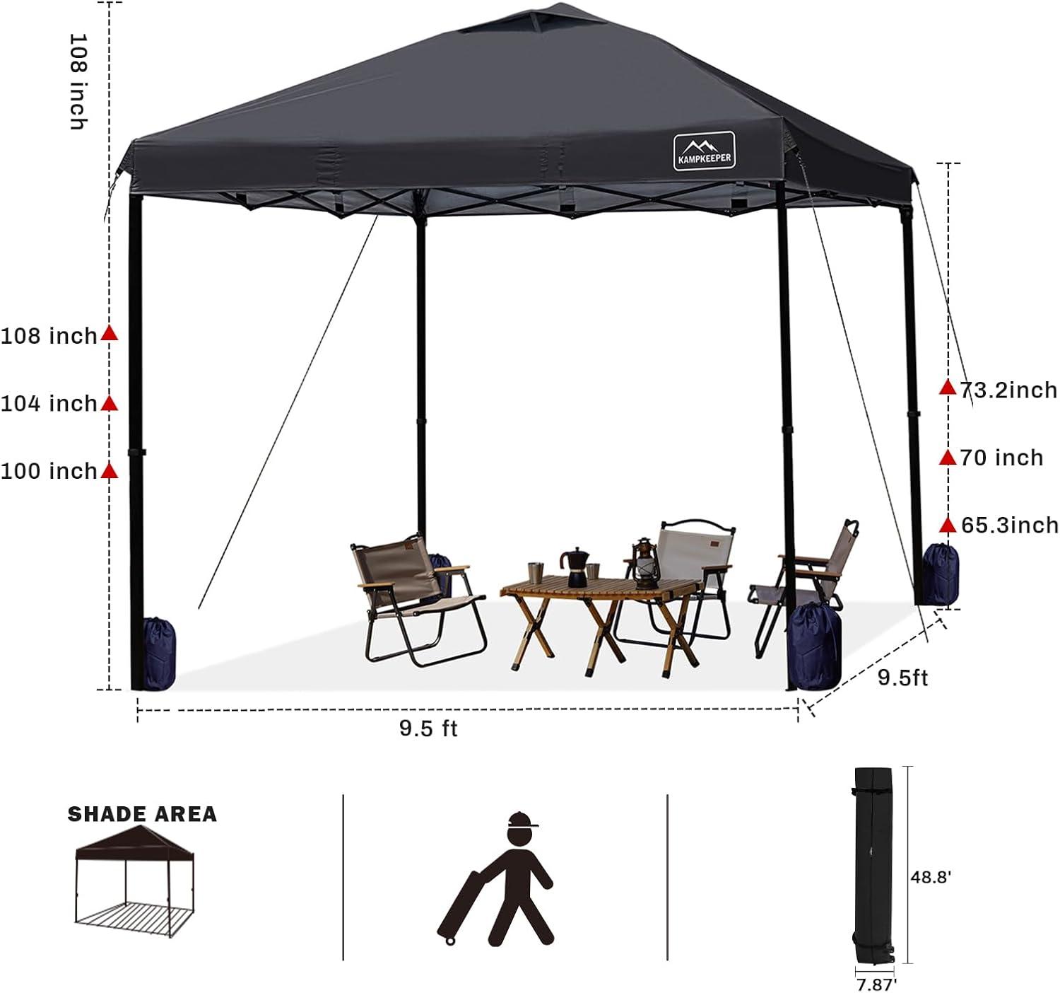 Black 10x10 Waterproof Pop-Up Canopy Tent with Adjustable Legs