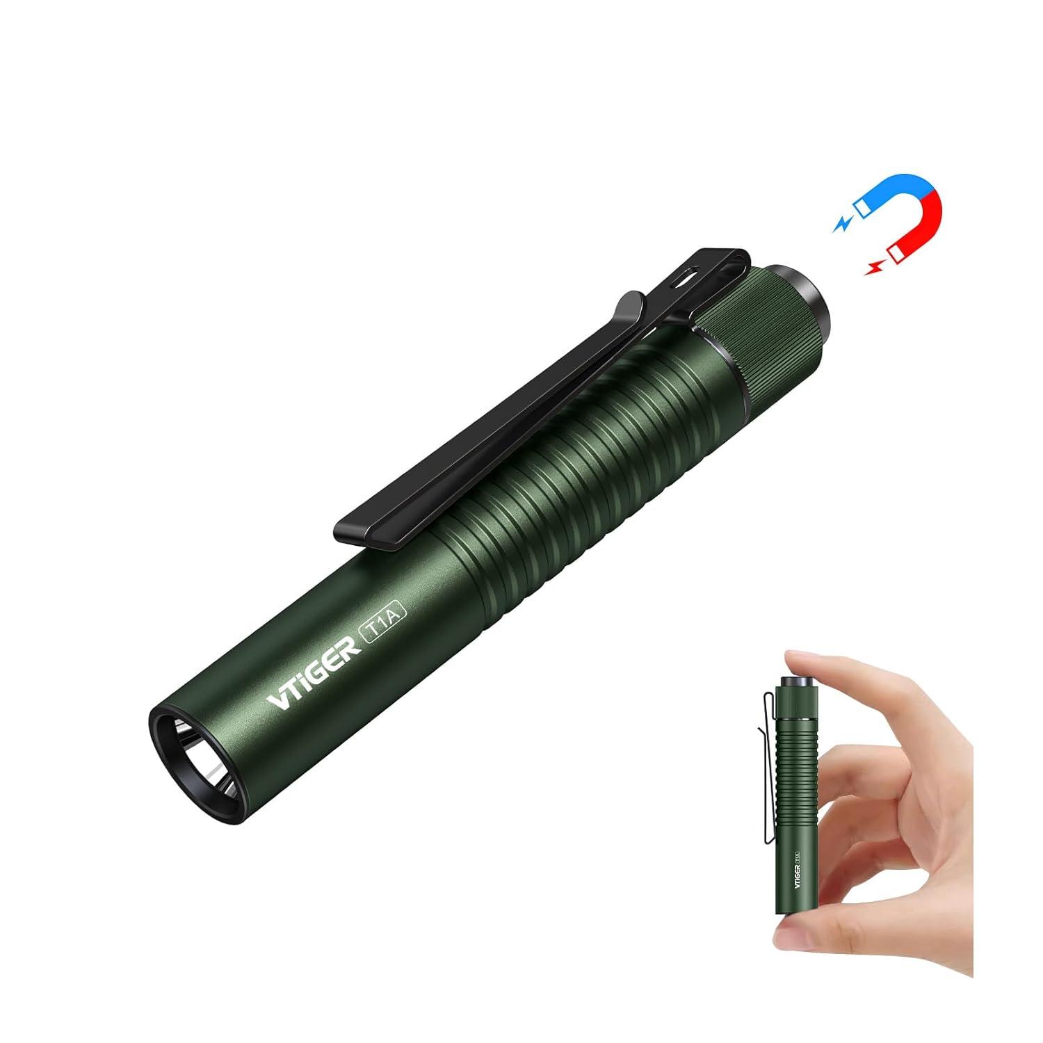 Od Green Compact Rechargeable LED Flashlight with Clip