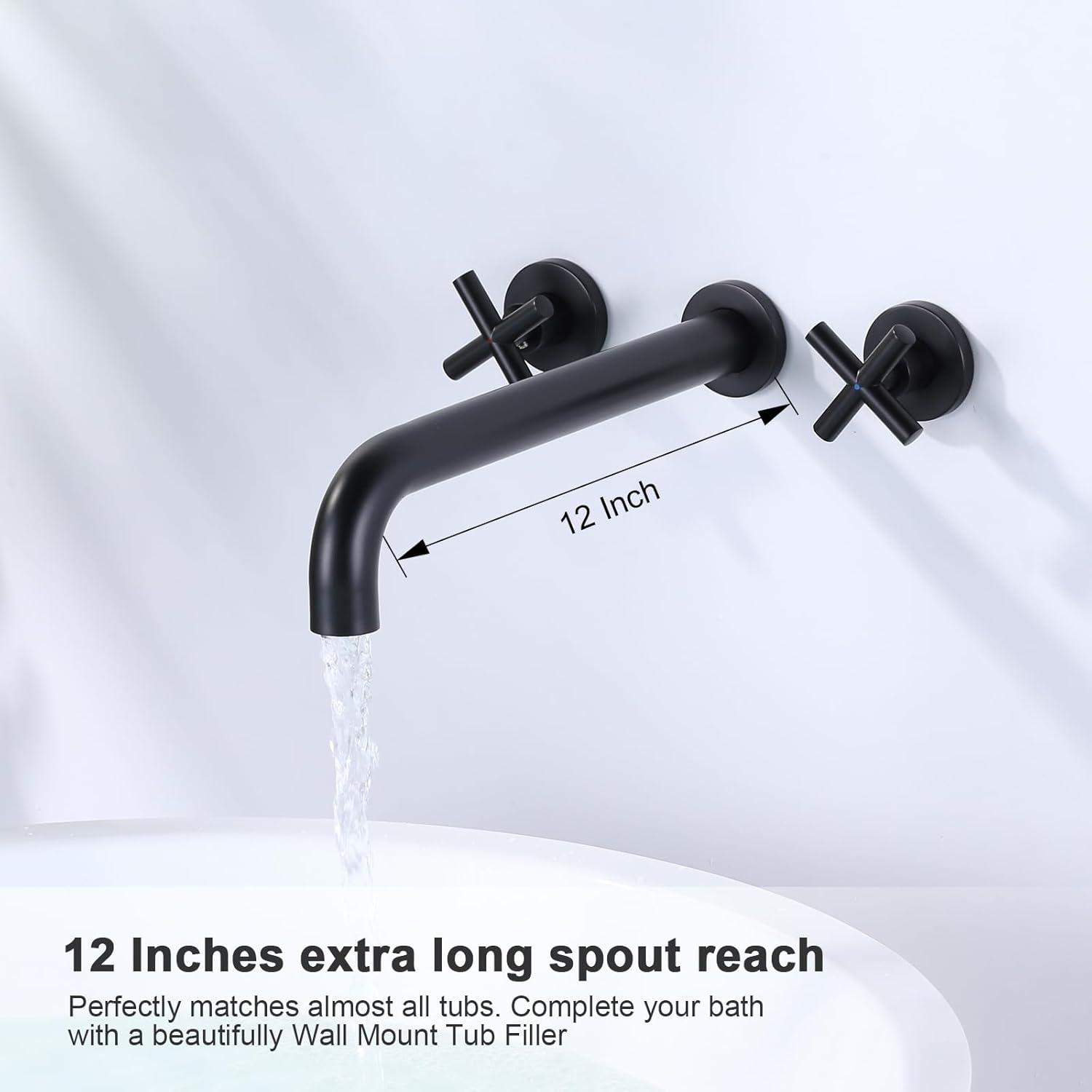 2-Handle 3-Hole Wall Mounted Roman Tub Faucet With 360° Swivel Spout