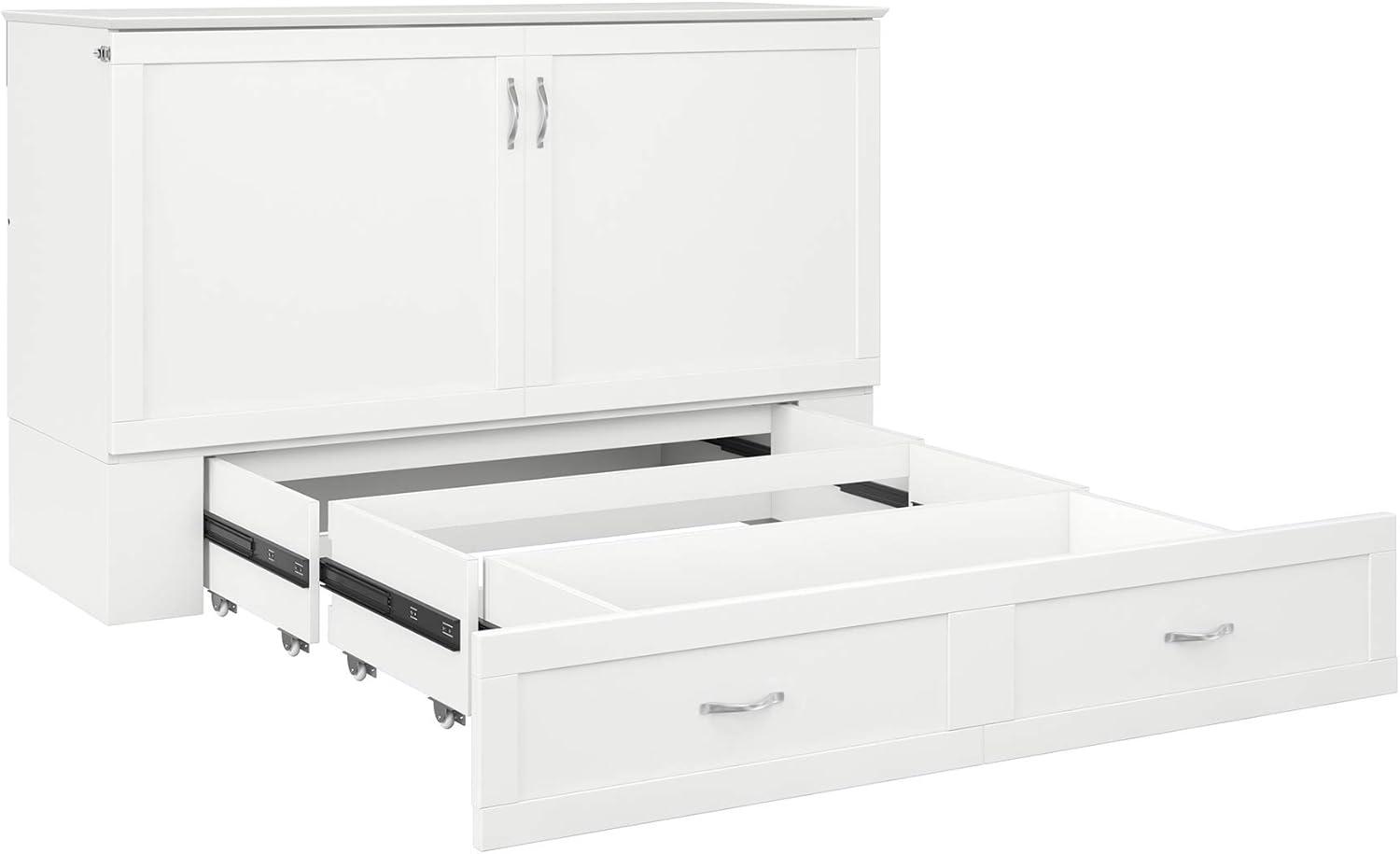 Hamilton Murphy Bed Chest Queen White with Charging Station