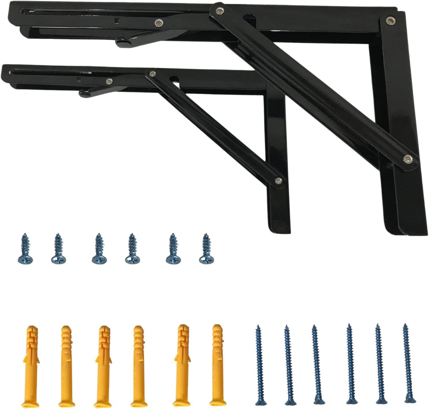 Heavy Duty Black Metal Folding Shelf Brackets