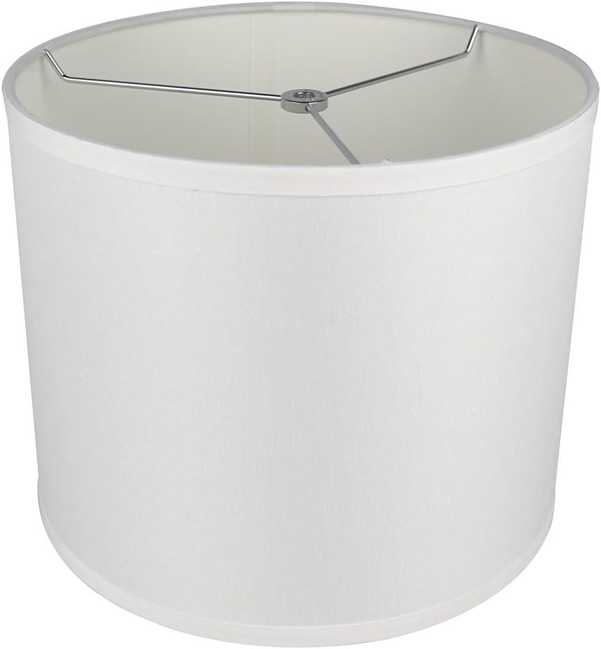 Off-White Linen Drum Lamp Shade with Nickel Fitter