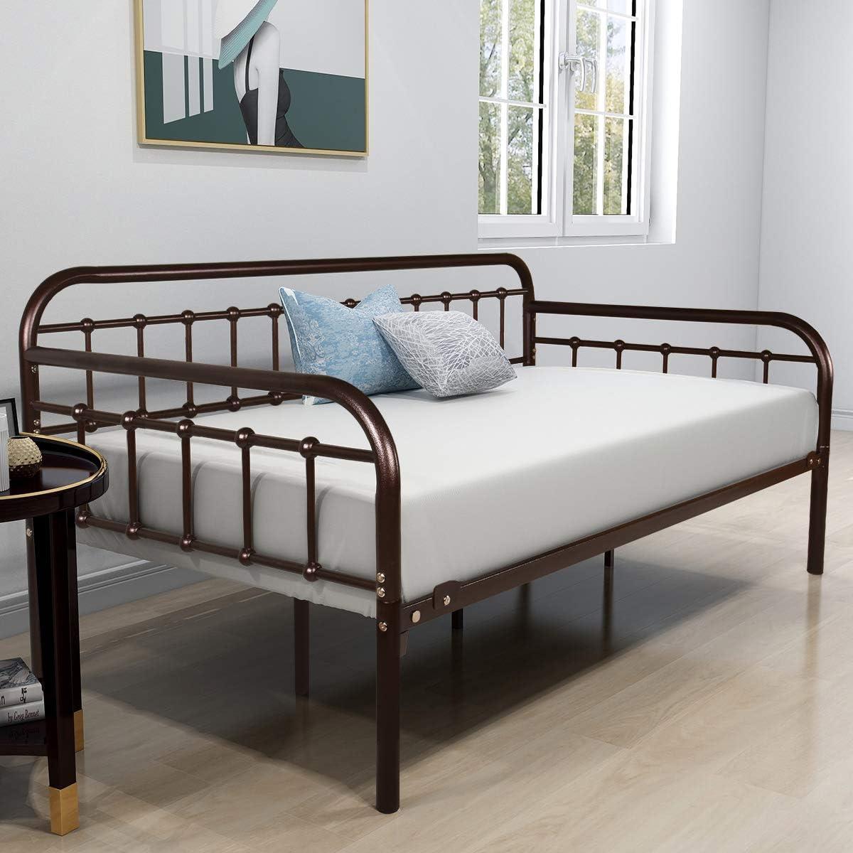 Twin Dark Copper Metal Daybed with Slats