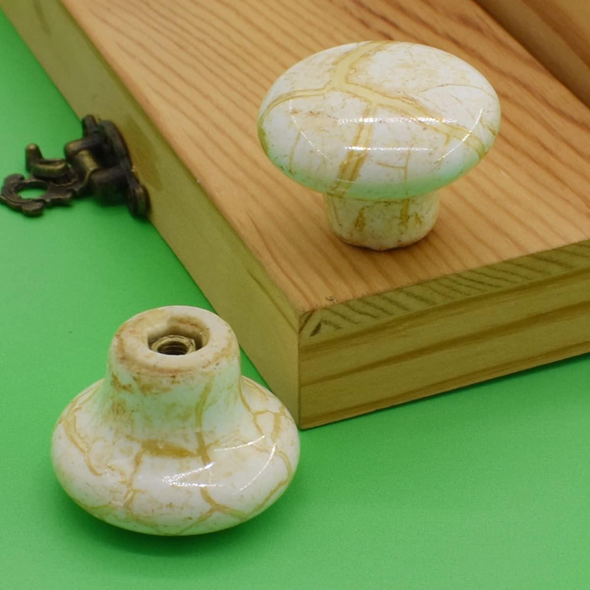 10 Pack 1.2" Ceramic Knobs Door Handle Cabinet Drawer Marble Finish Cupboard Pull for Cupboards, Wardrobe, Drawer, Dresser, Chest