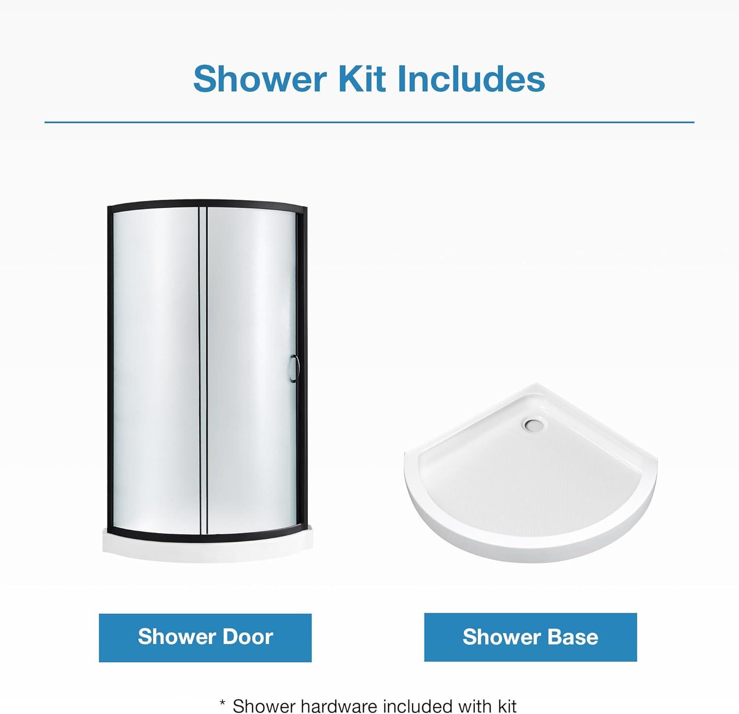 OVE Decors Breeze 33 in. Framed Round Shower Kit w/ Frosted Glass, Base