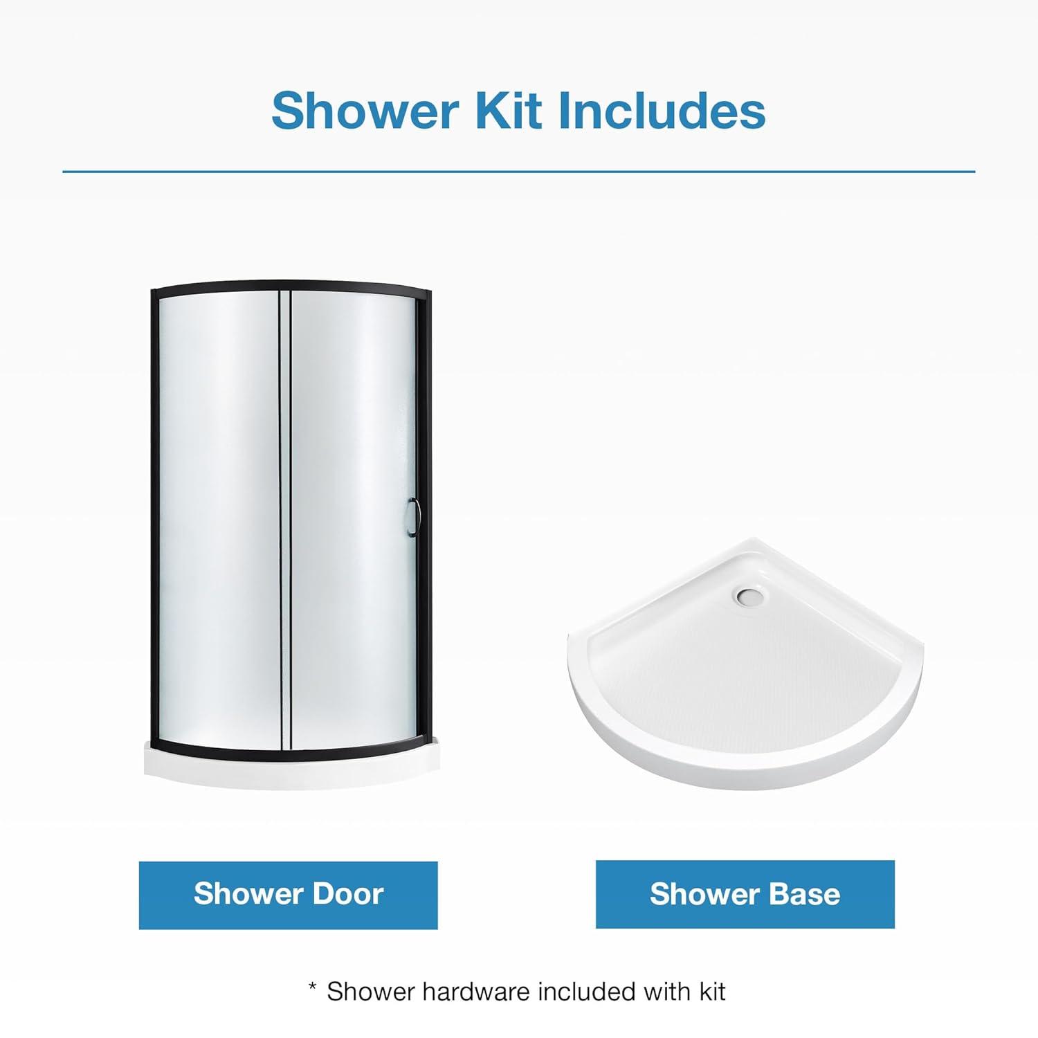 Ove Decors OVE Decors Breeze Premium 33 in. Round Shower Kit w/ Frosted, Base in Chrome Finish BREEZE 32 FROSTED GLASS KIT