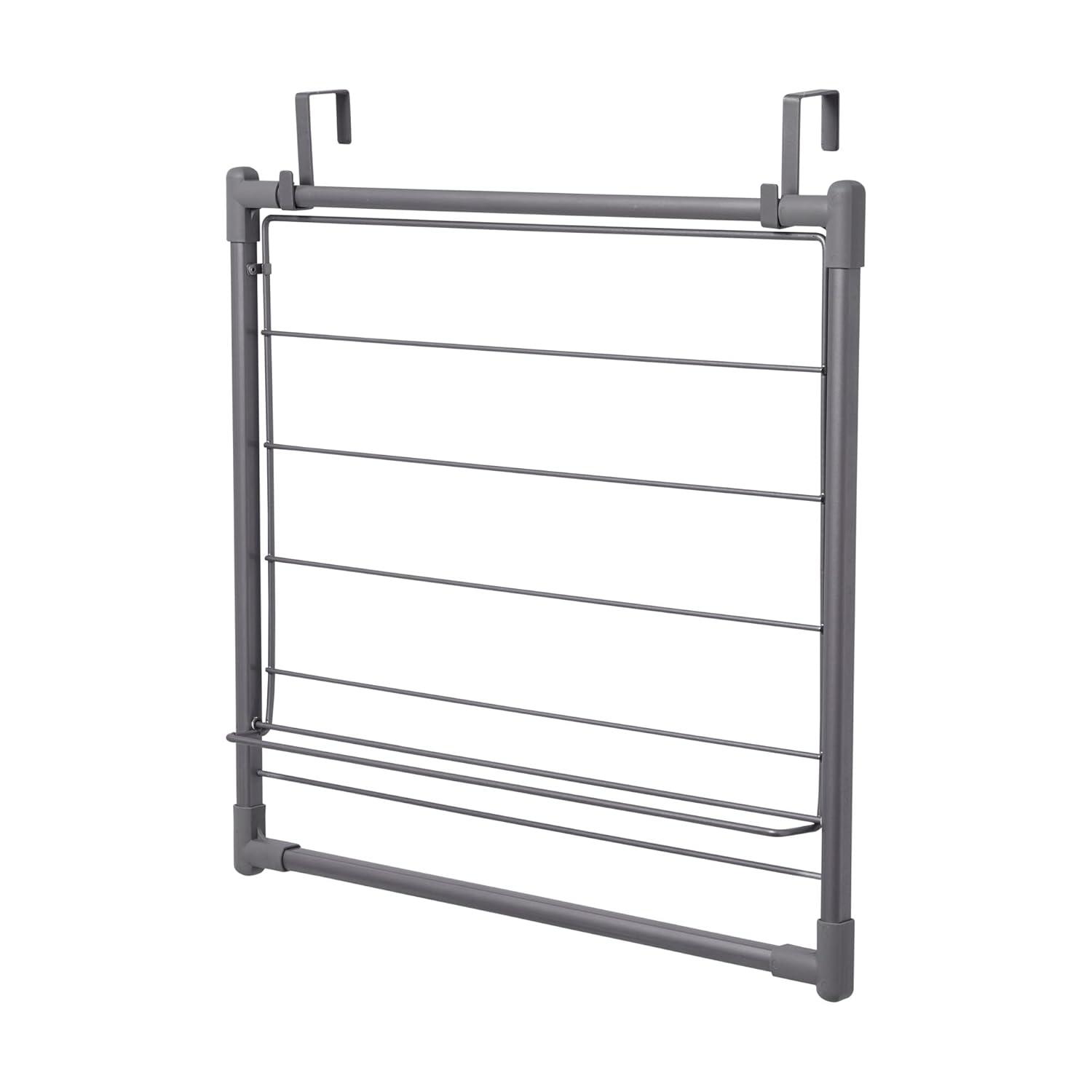 Household Essentials Metal Expandable Over the Door Drying Rack, Grey