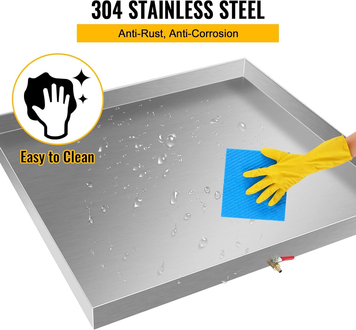 Heavy Duty Galvanized Steel Washer Drip Pan with Drain