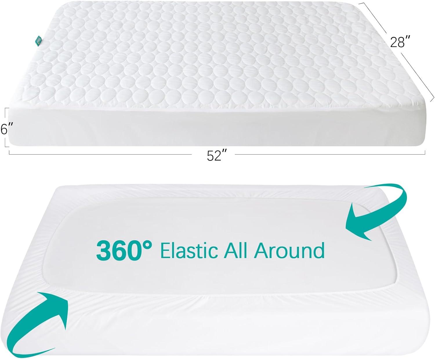 Biloban Toddler Waterproof Crib Mattress Pad Cover(52\"x 28\"), Baby Bed Mattress Protector
