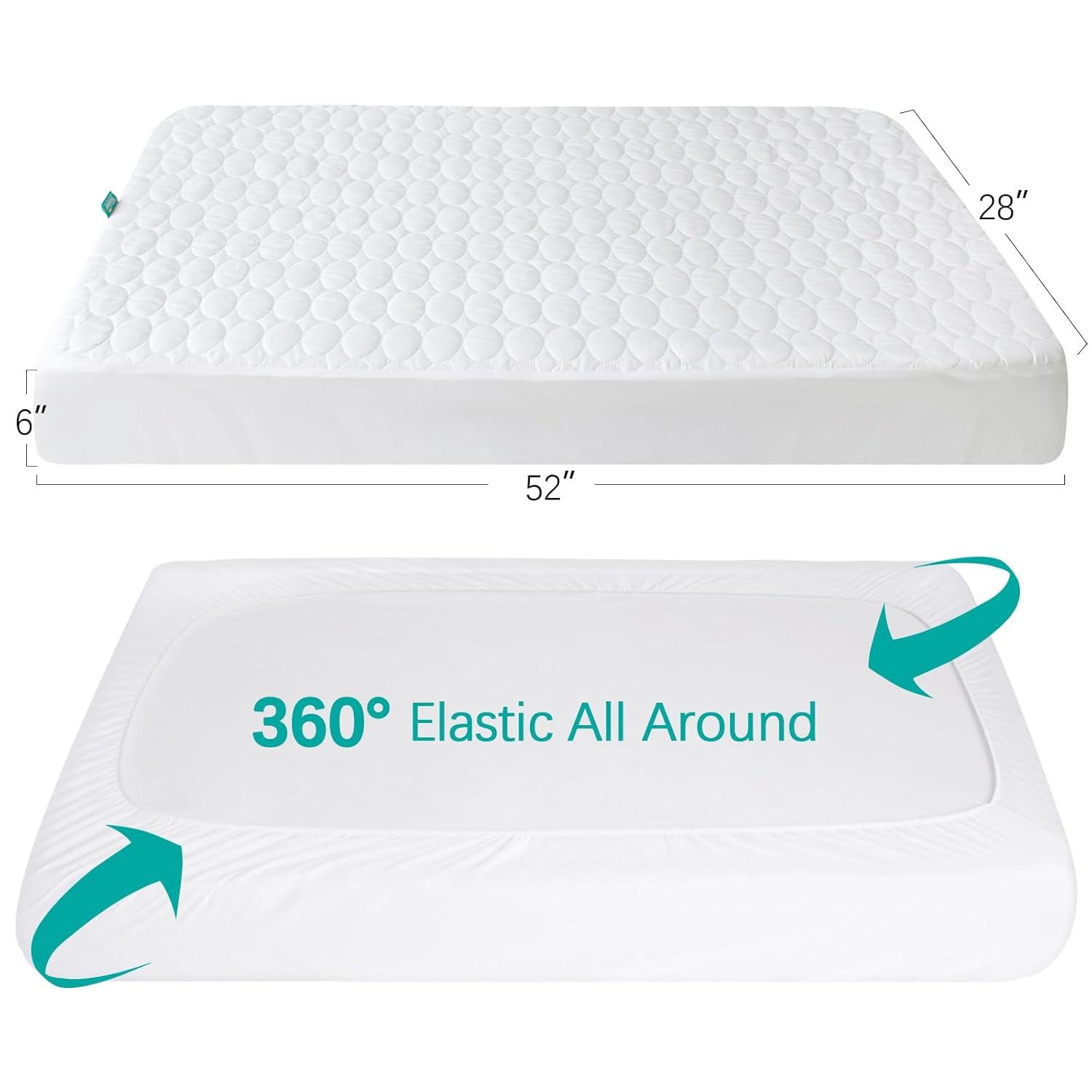 Biloban Toddler Waterproof Crib Mattress Pad Cover(52\"x 28\"), Baby Bed Mattress Protector