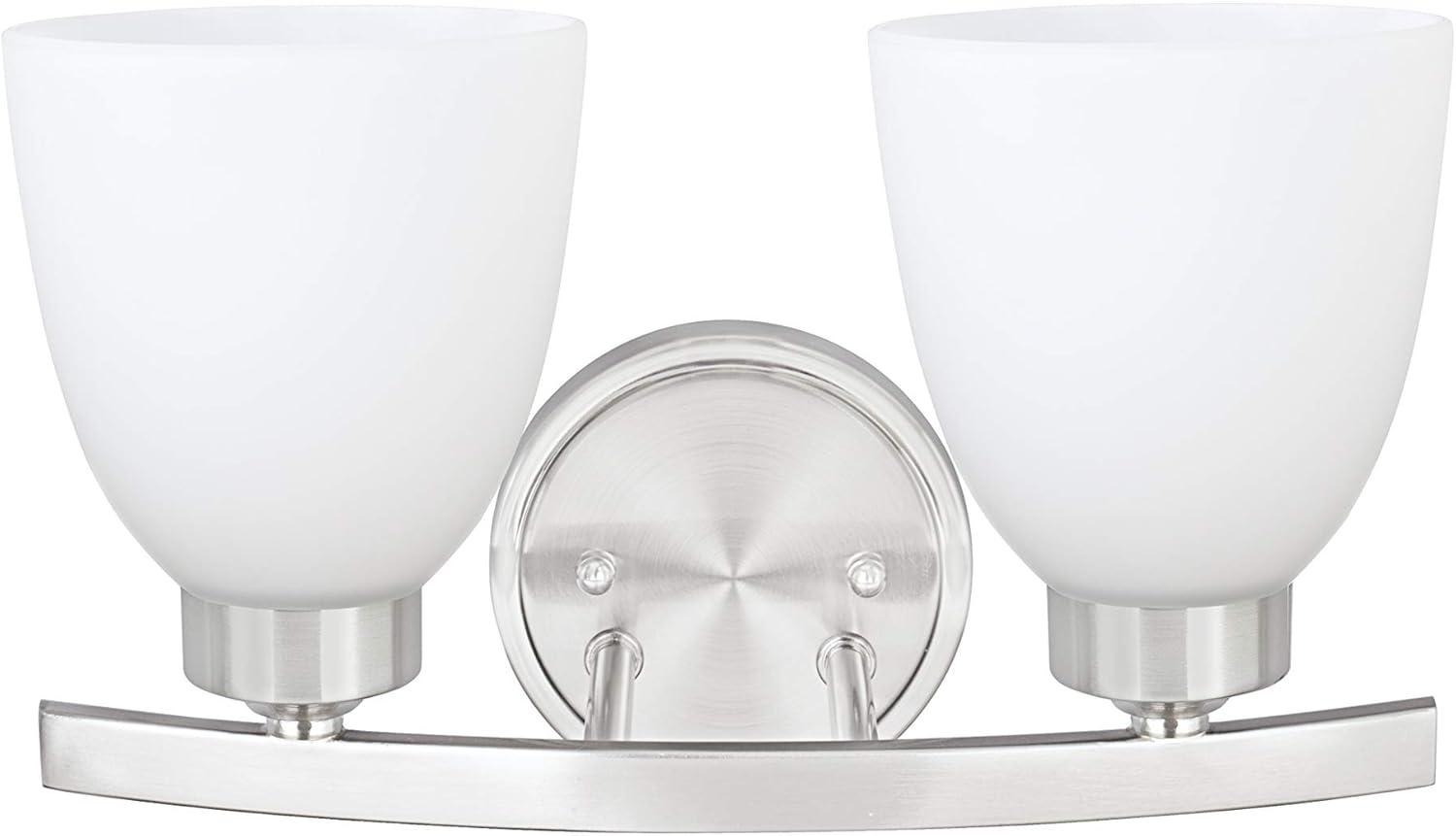 Satin Nickel Frosted Glass 2-Light Vanity Fixture