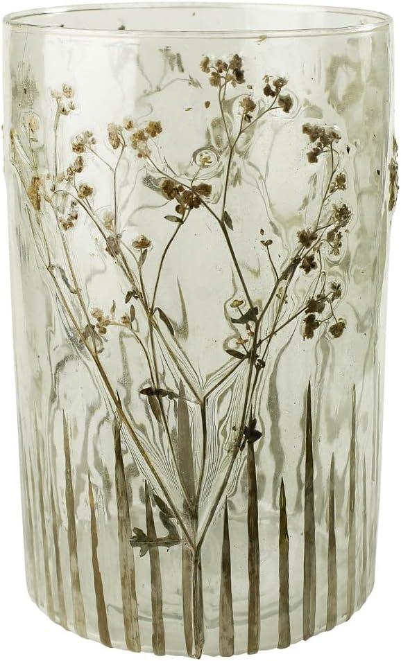 Prairie Grass Patterned Glass Hurricane Candle Holder