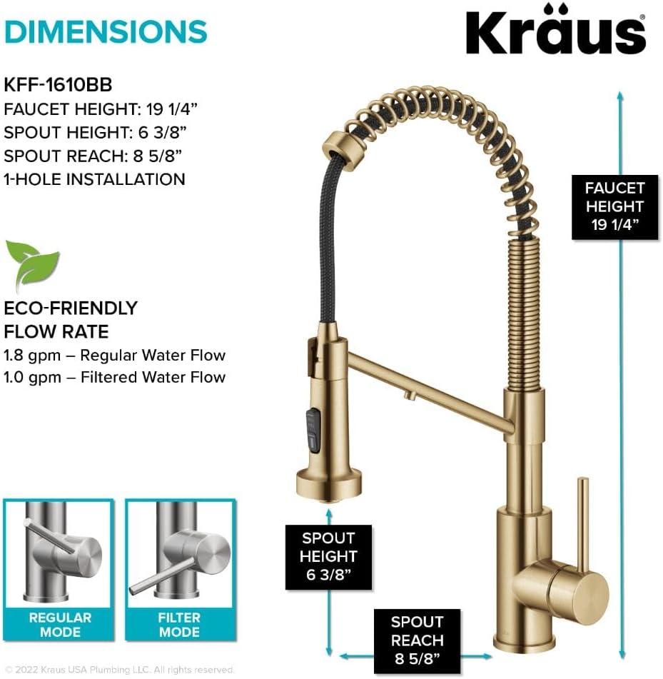KRAUS Bolden 2-in-1 Commercial Style Pull-Down Single Handle Water Filter Kitchen Faucet for Reverse Osmosis or Water Filtration System
