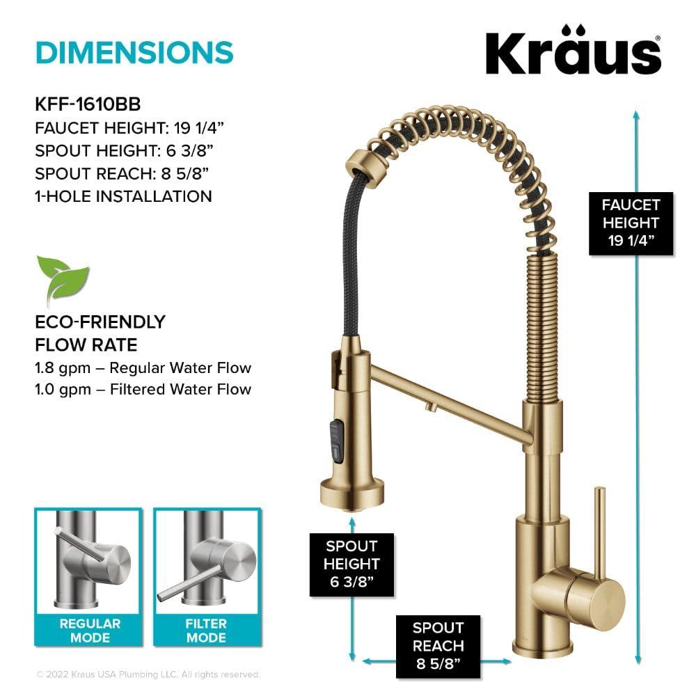 KRAUS Bolden 2-in-1 Commercial Style Pull-Down Single Handle Water Filter Kitchen Faucet for Reverse Osmosis or Water Filtration System