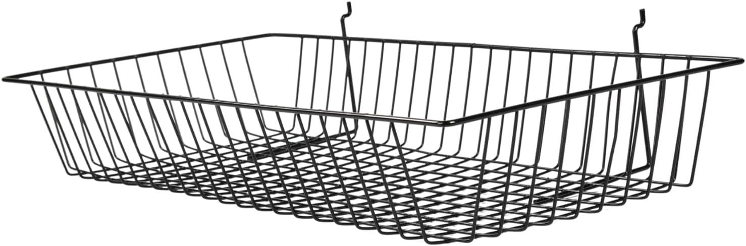 Black Mini Wire Grid Basket for Slatwall or Pegboard - 24''L x 12''W x 4"D