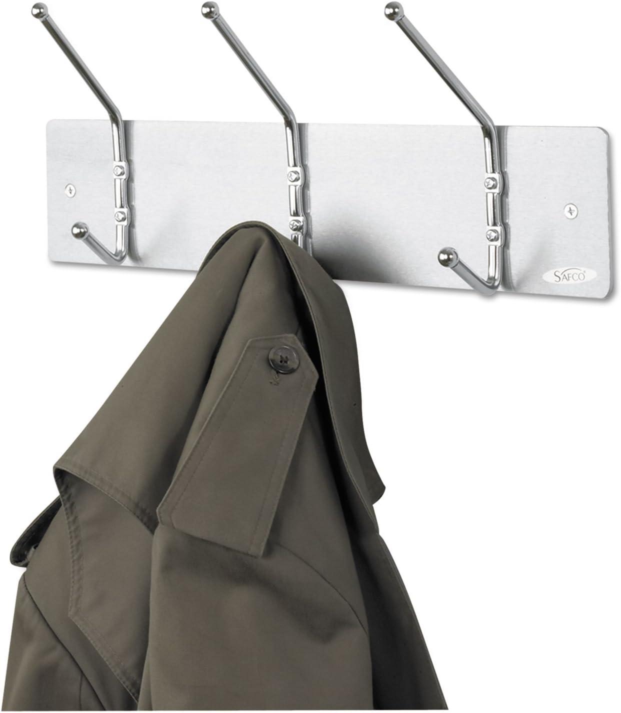 Satin Aluminum and Chrome 3-Hook Wall Rack