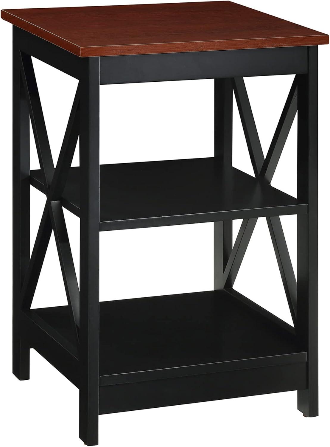 Convenience Concepts Oxford End Table with Shelves, Cherry/Black