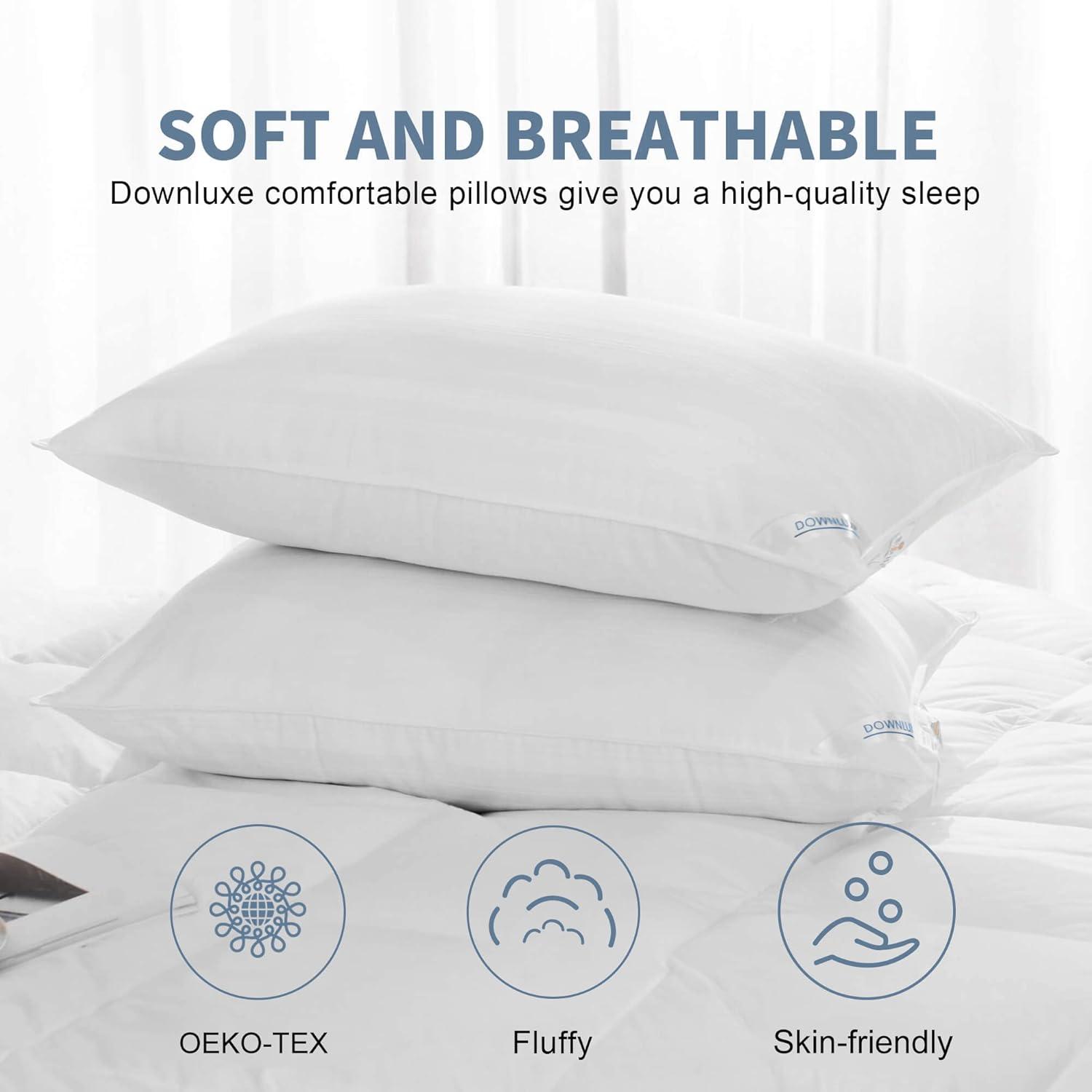 King Size White Polyester Hypoallergenic Pillows Set of 2