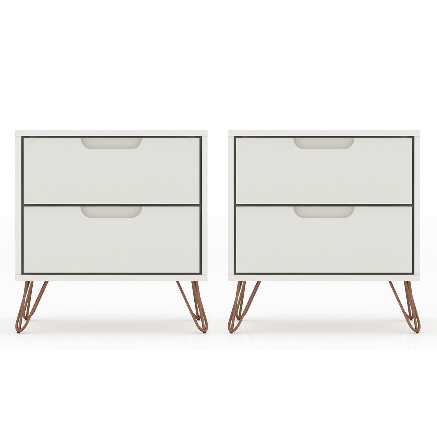 Set of 2 Rockefeller 2 Drawer Nightstands - Manhattan Comfort
