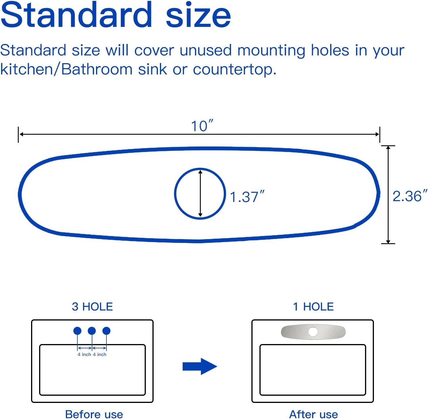 10 in. Kitchen Faucet Sink Hole Cover Deck Plate Escutcheon For 1 or 3 Hole in Brushed Nickel