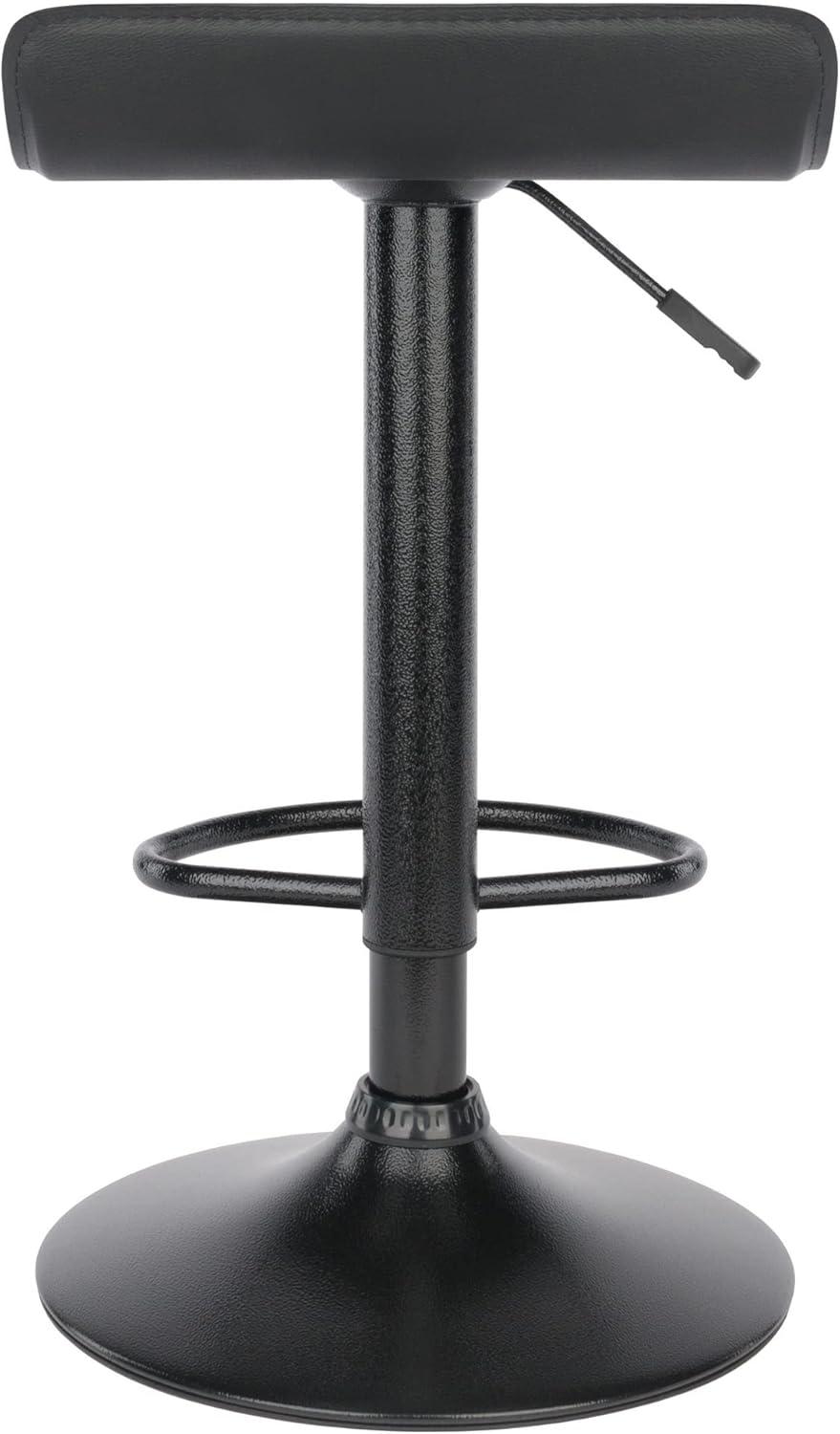 Set of 2 Obsidian Adjustable Swivel Air Lift Stool Black - Winsome: Faux Leather, Metal Frame, 22-30" Height Range