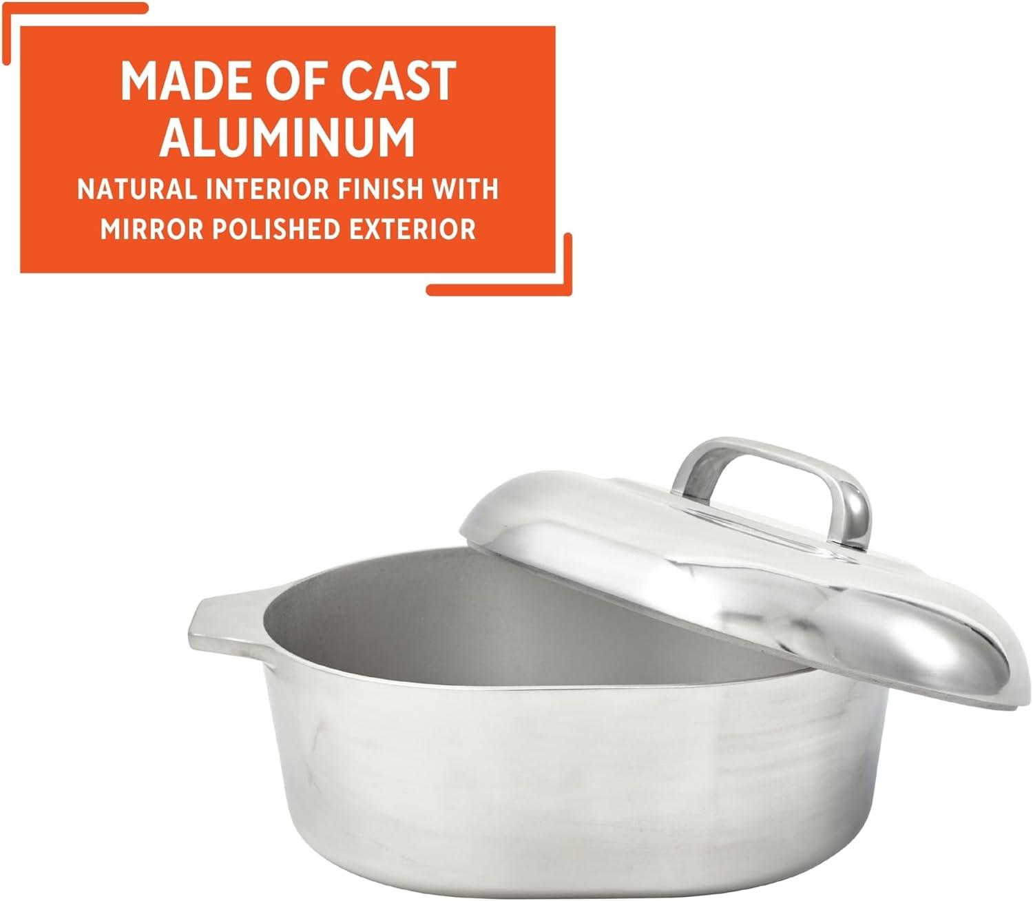 IMUSA 11in H. Cajun Cast Aluminum Oval Roaster with Lid