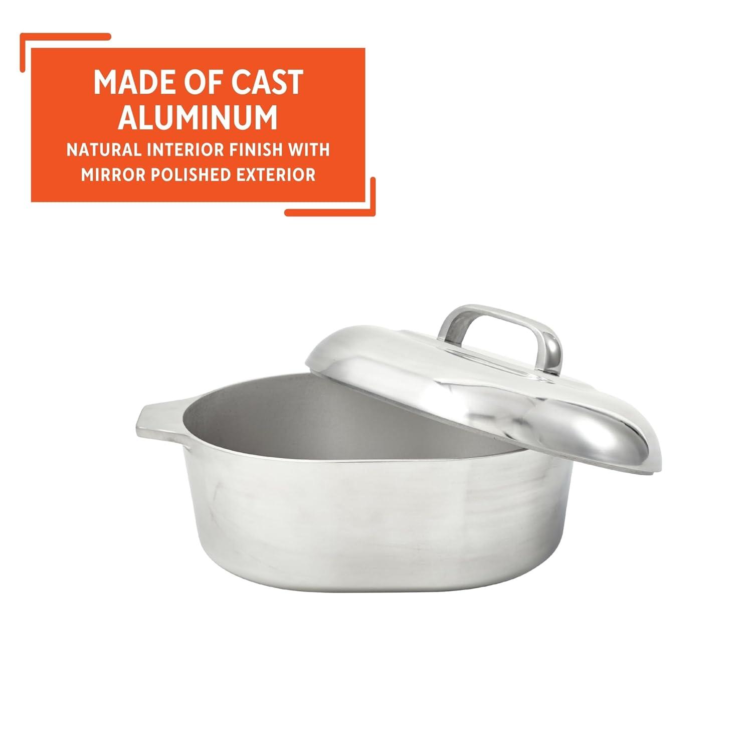 IMUSA 15in H. Cajun Cast Aluminum Oval Roaster with Lid & Tray