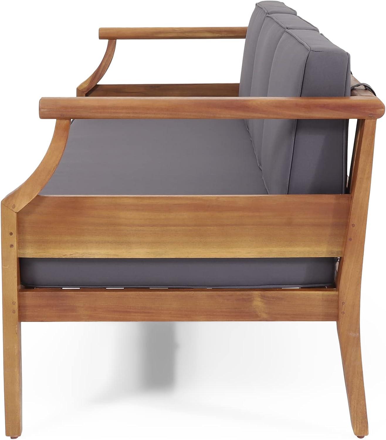 Aston Outdoor Mid-Century Modern Acacia Wood Sofa with Water-Resistant Cushions - Christopher Knight Home