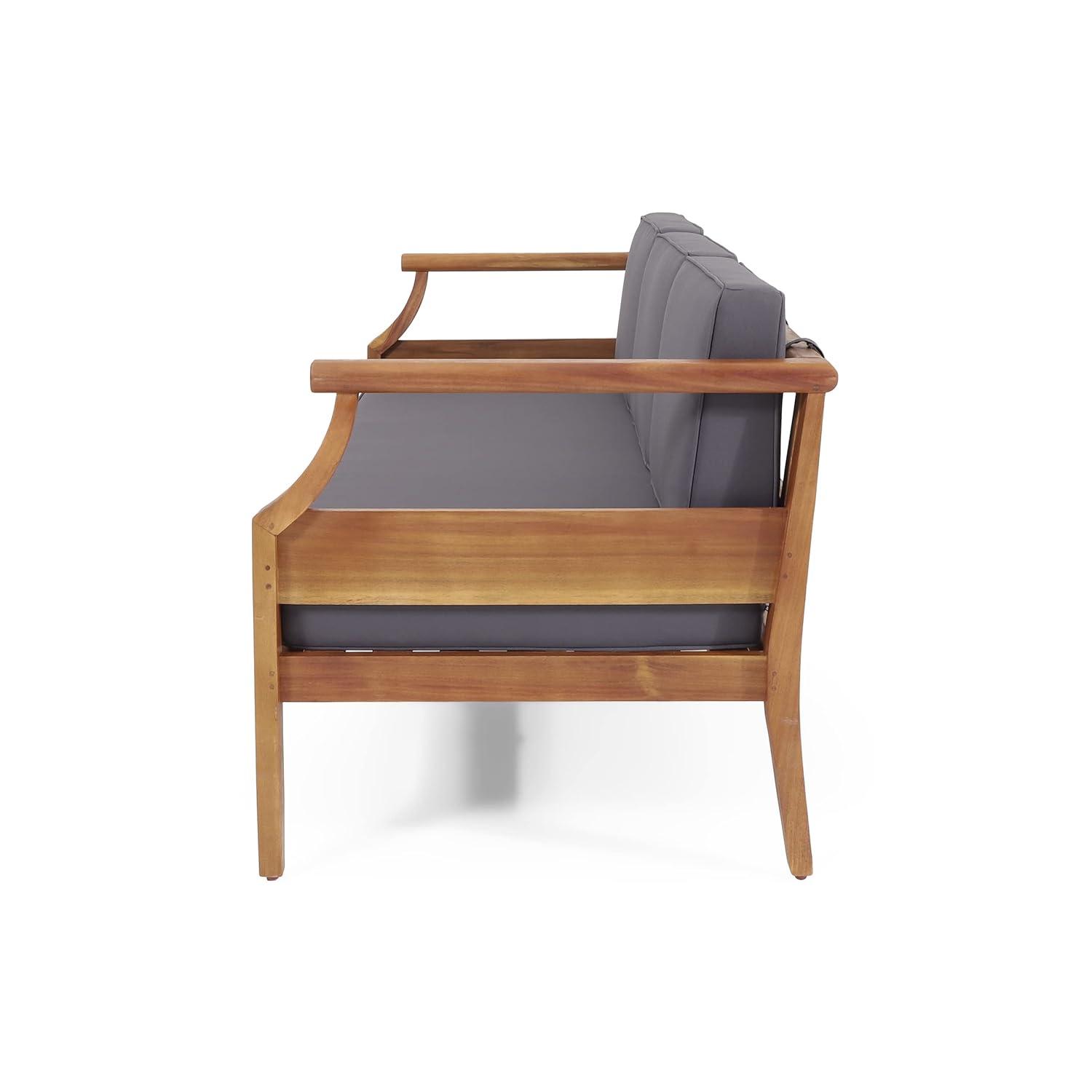 Aston Outdoor Mid-Century Modern Acacia Wood Sofa with Water-Resistant Cushions - Christopher Knight Home