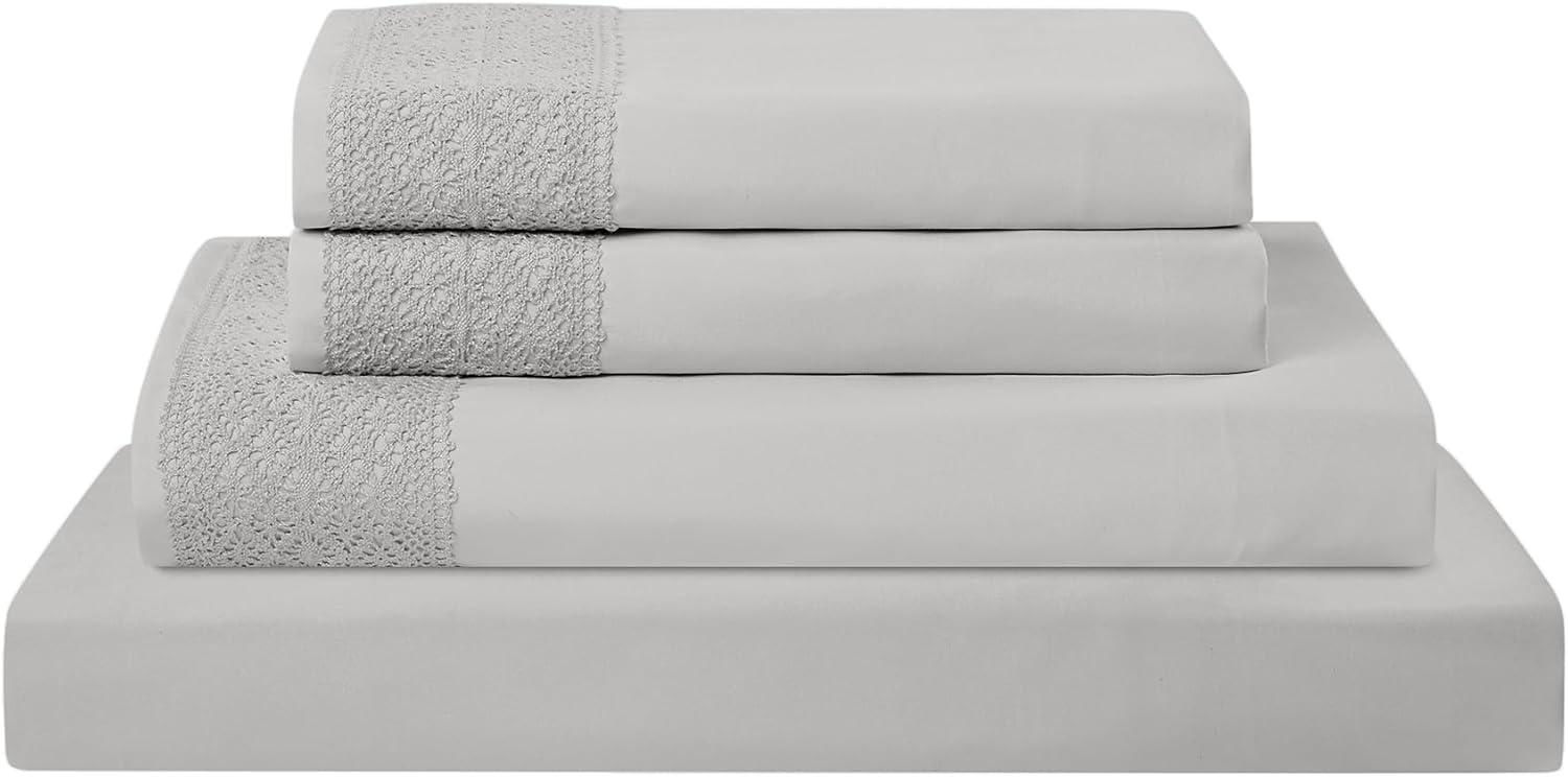 Modern Threads Modern Threads Yate Soft Microfiber Crochet Lace Sheets - Luxurious Microfiber Bed Sheets - Includes Flat Sheet, Fitted Sheet with Deep Pockets, & Pillowcases
