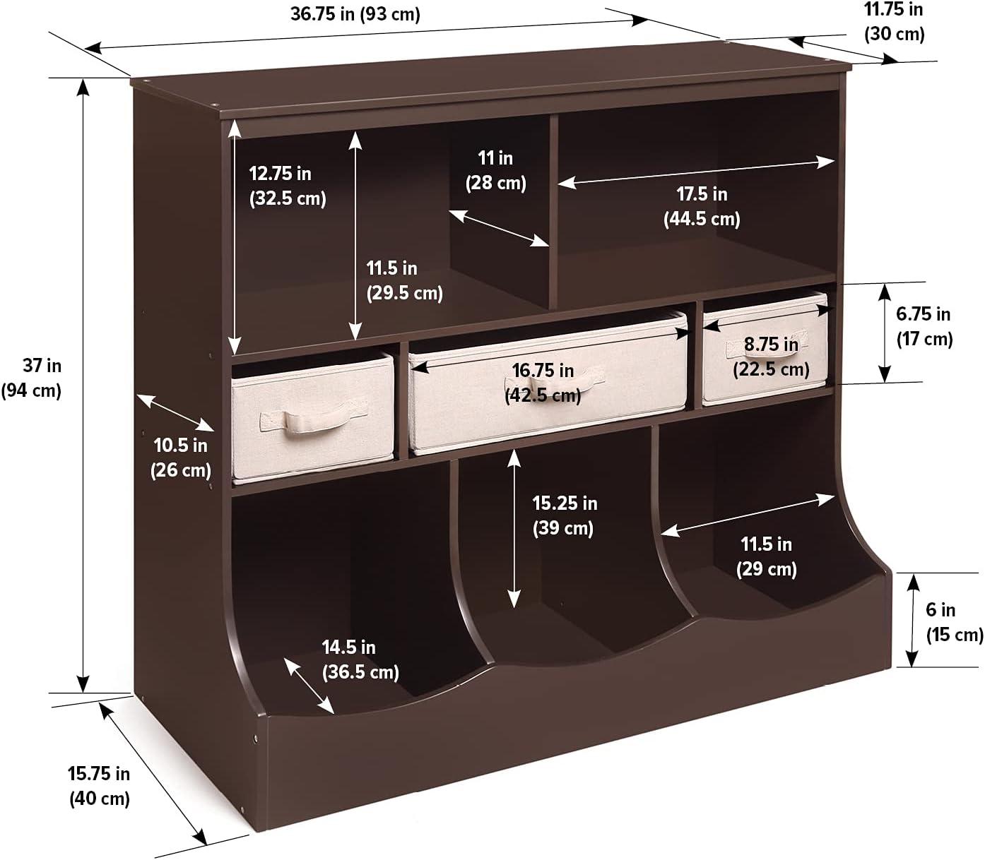 Badger Basket Combo Bin Storage Unit with Three Baskets - Espresso